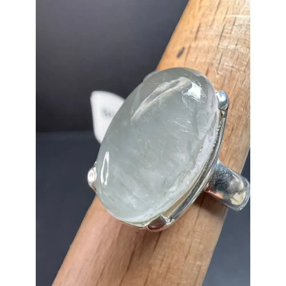 NEW Chatoyant aquamarine sterling silver ring size 8